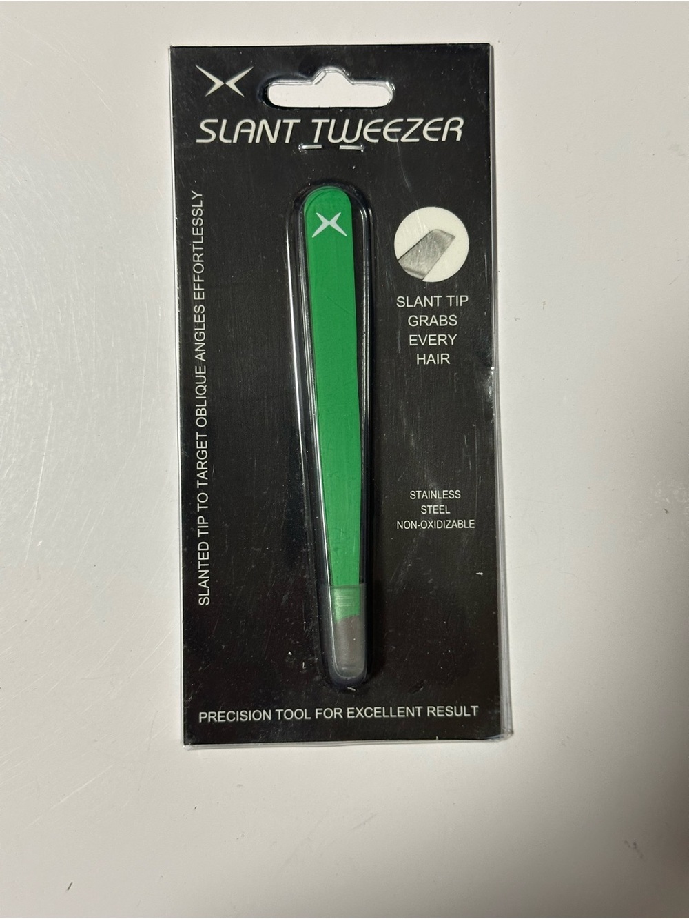 Slant Tweezer Precision Brow Tool - Green